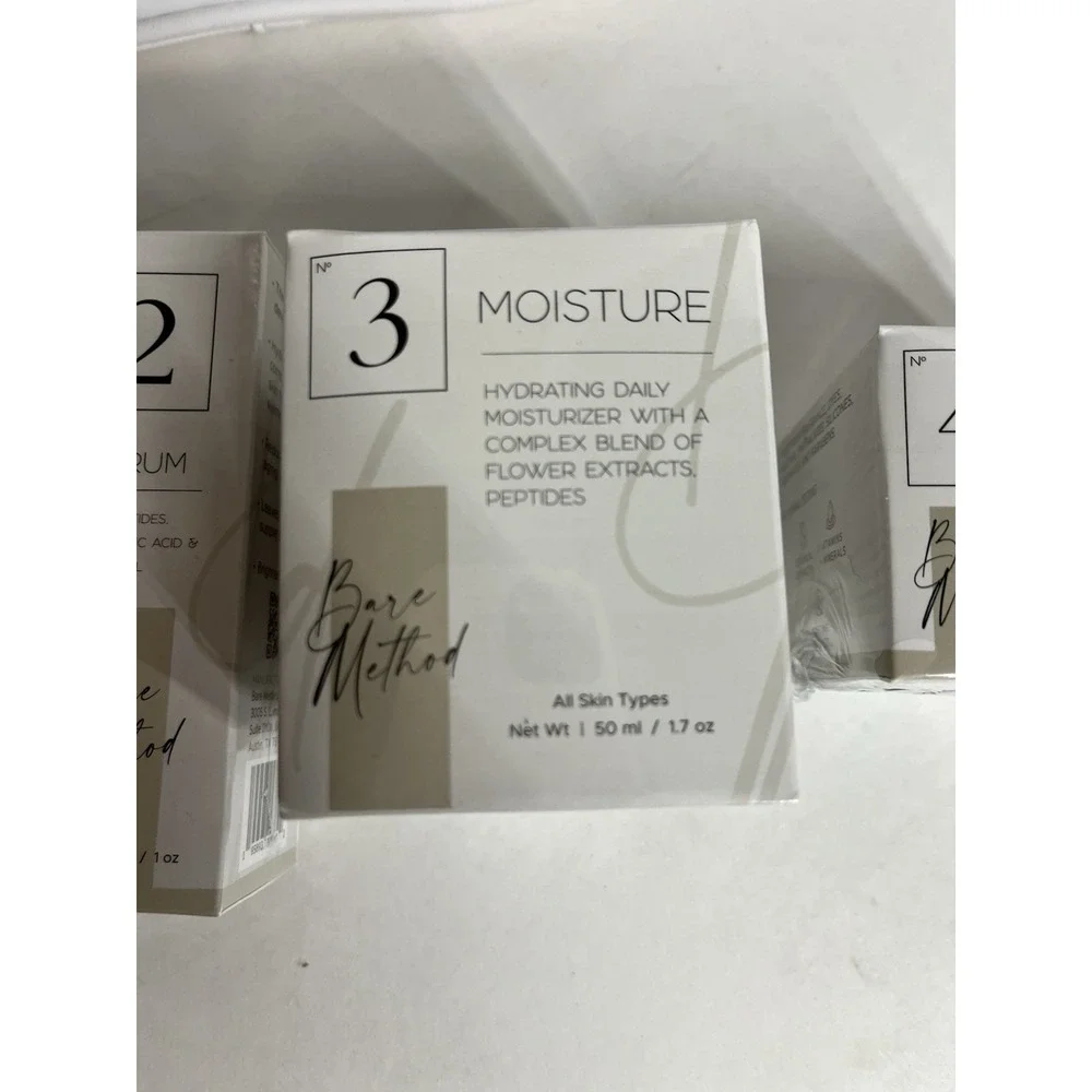 Bare Method Skincare Bundle 4Step Facial Kit Cleanser Serum Moisturizer Mask NEW